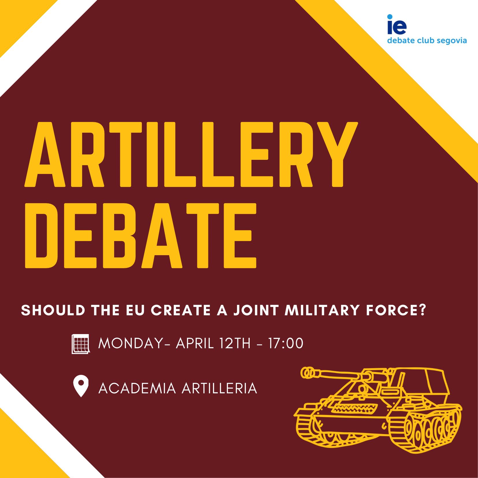 The 4th Royal Artillery Debate Announced for April 12th | Debate Club Segovia